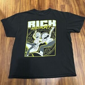 Rick and Morty Graphic T-Shirt Mens XL Black Cartoon Network Short Sleeve Tee